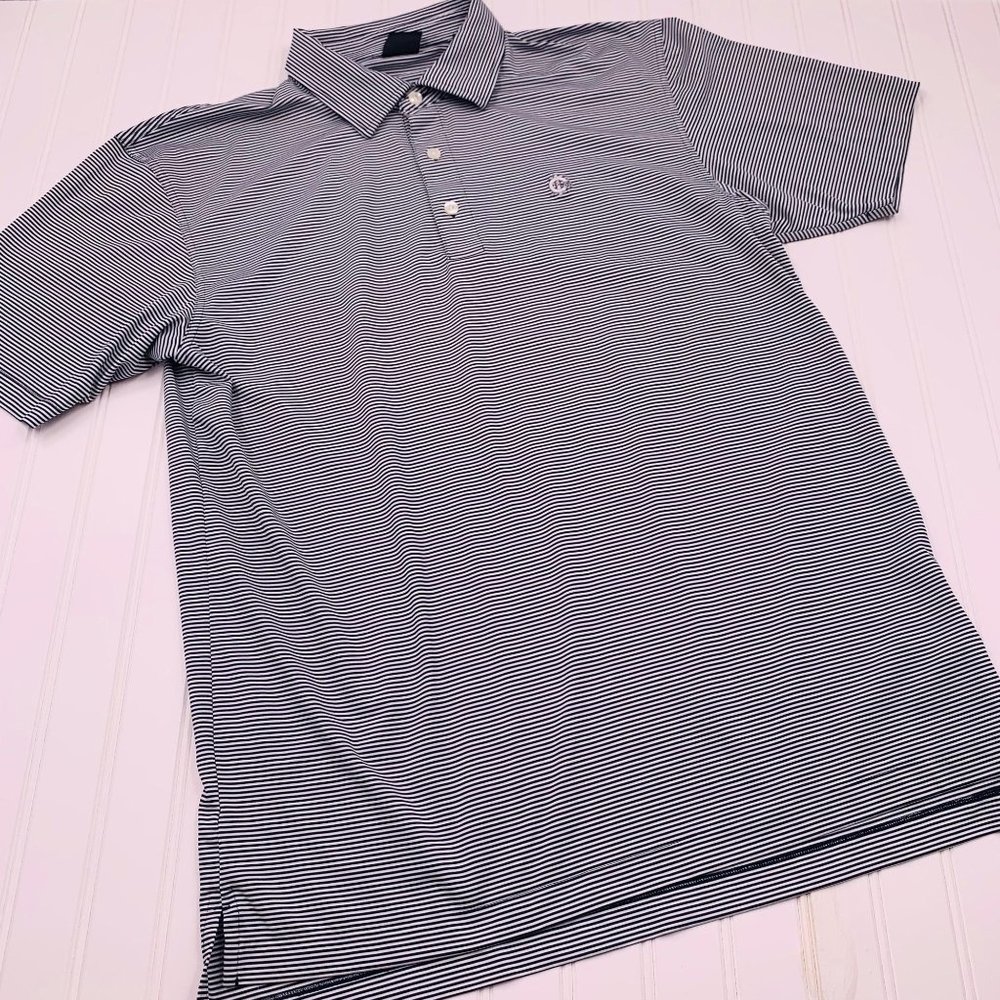Dunning Golf Striped Short Sleeve Polo Shirt L